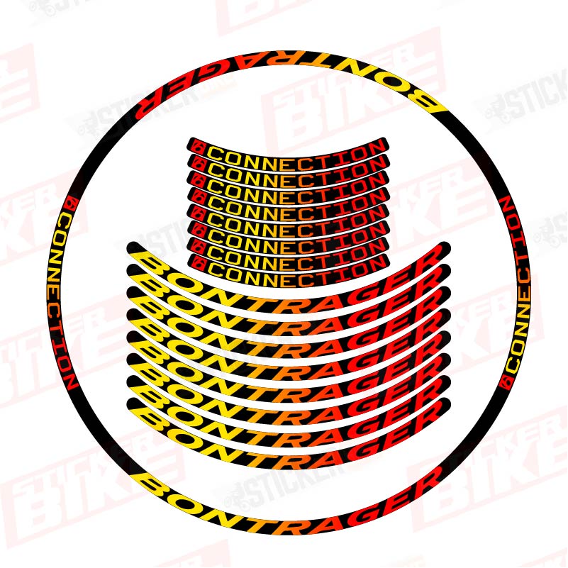 Sticker ruedas Bontrager Connection gradiente amarillo a rojo