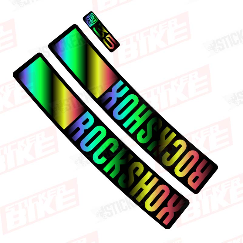 Sticker Rockshox 35 2021 tornasol holográfico negro