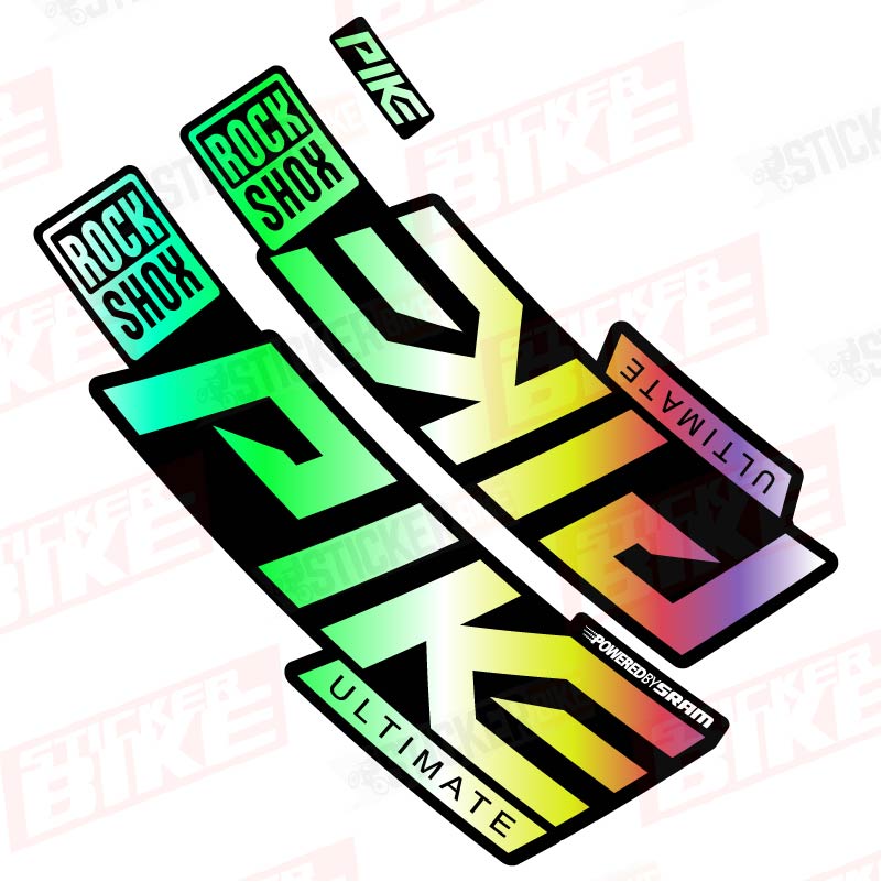 Sticker Rockshox Pike 2020 Ultimate tornasol holográfico cromo