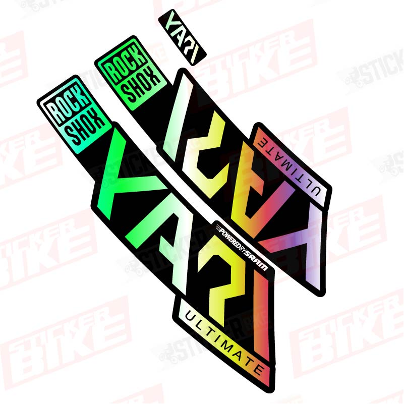 Sticker Rockshox Yari 2020 Ultimate tornasol holográfico cromo