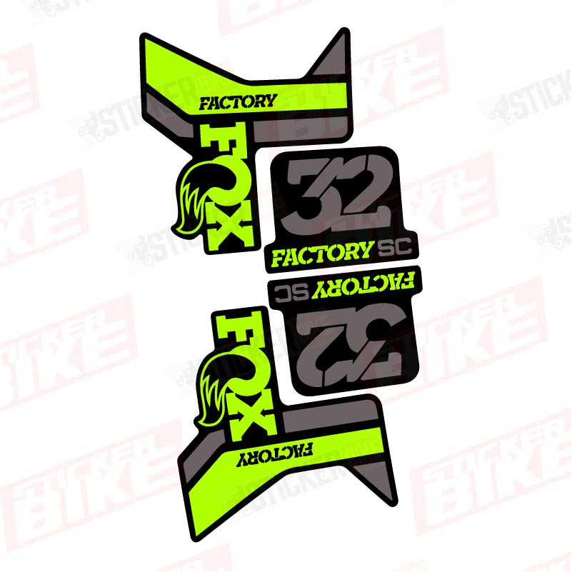 Sticker horquillas Fox 32 SC Factory 2018. 2019, 2020 verde limón