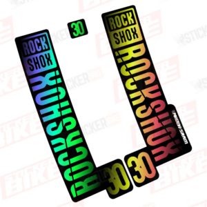 Sticker Rockshox 30 2018 2019 tornasol holográfico negro