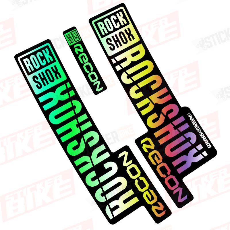 Sticker Rockshox Recon 2018 2019 tornasol holográfico cromo